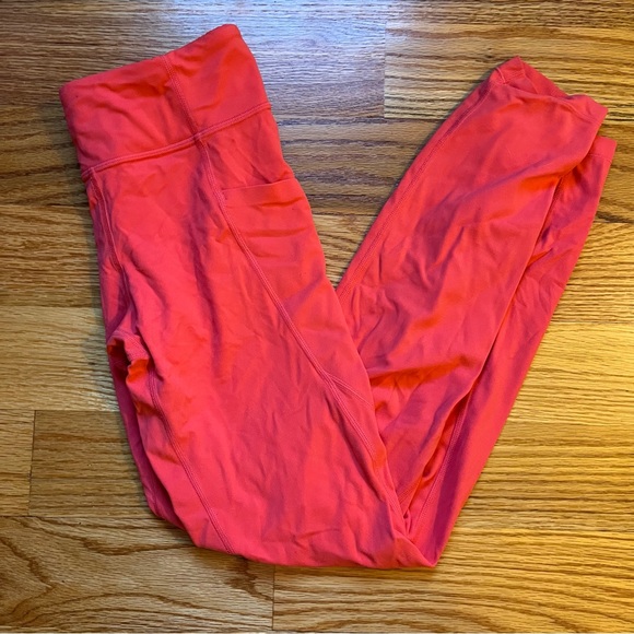 Athleta girl stash your treasures leggings fiery coral color size XL / 14 - Picture 3 of 9